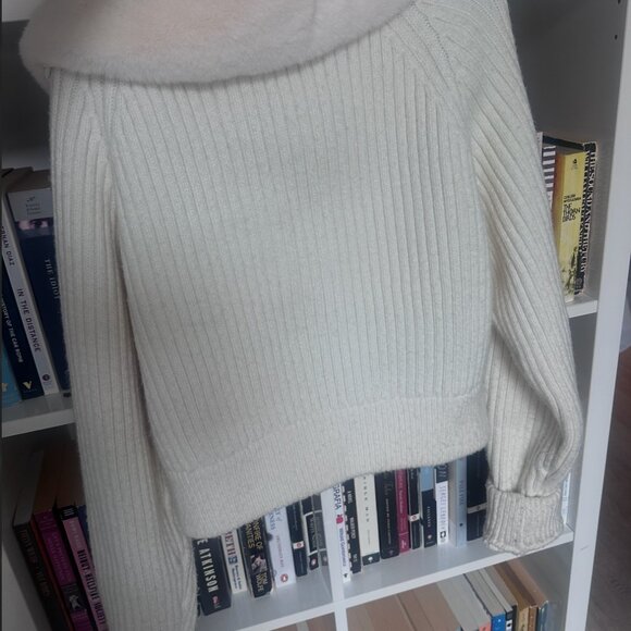 Zara faux fur lapel collar knit cardigan - Picture 4 of 4